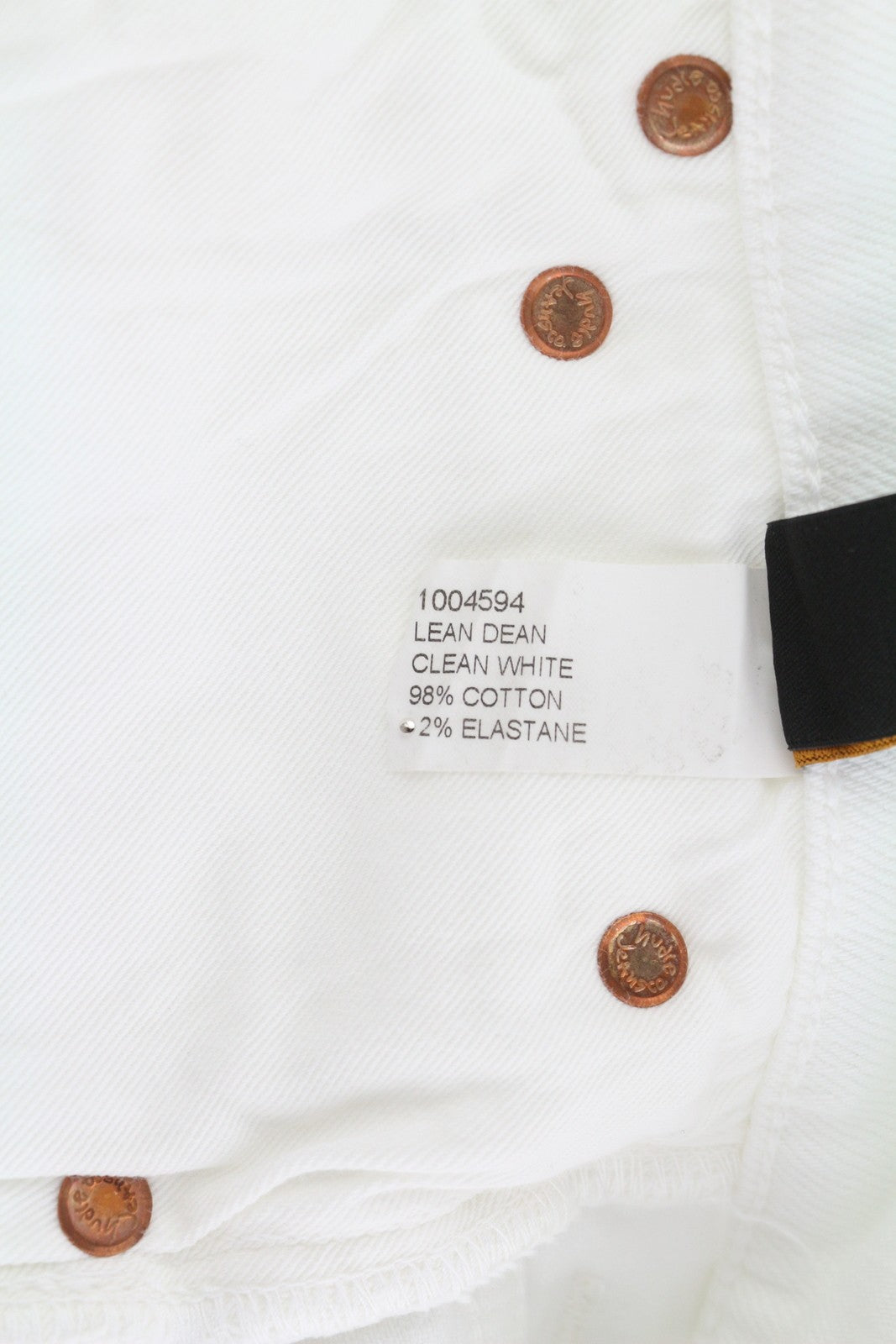 NUDIE JEANS Lean Dean Men's Shorts W28 White Denim Zip Fly Turn Up Pockets