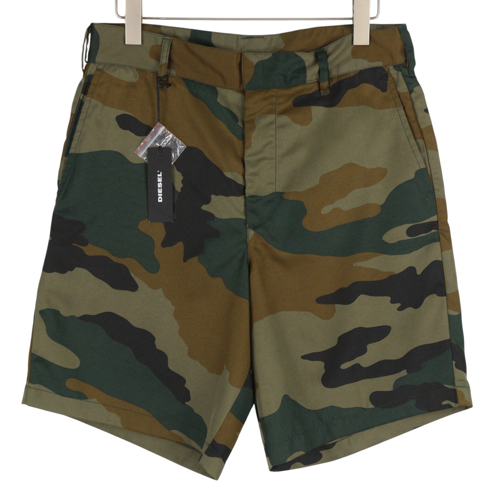 DIESEL P-Berti-C Men's Shorts W31 Camo Print Zip Fly Utility Pocket Casual