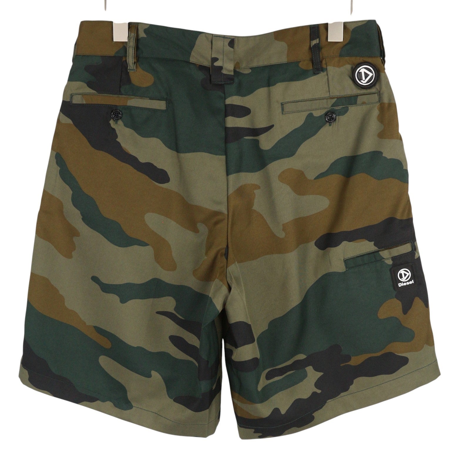 DIESEL P-Berti-C Men's Shorts W31 Camo Print Zip Fly Utility Pocket Casual