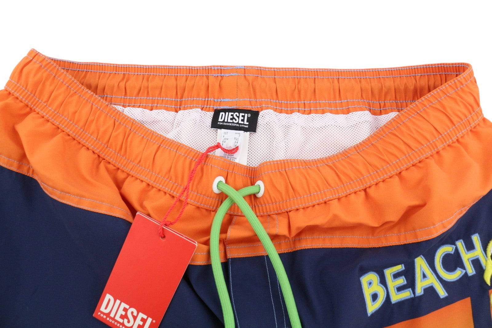 DIESEL Bmbx-Wave-Yk Men's Swimwear 2XL Mesh Lined Drawstring Pool Ready