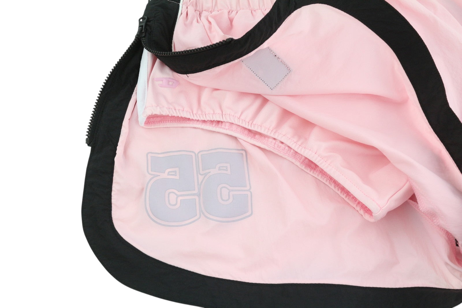 DIESEL Awwb-Eicy-Wt 12 Women's Shorts 2XS Pink Elastic Logo Sports Lined