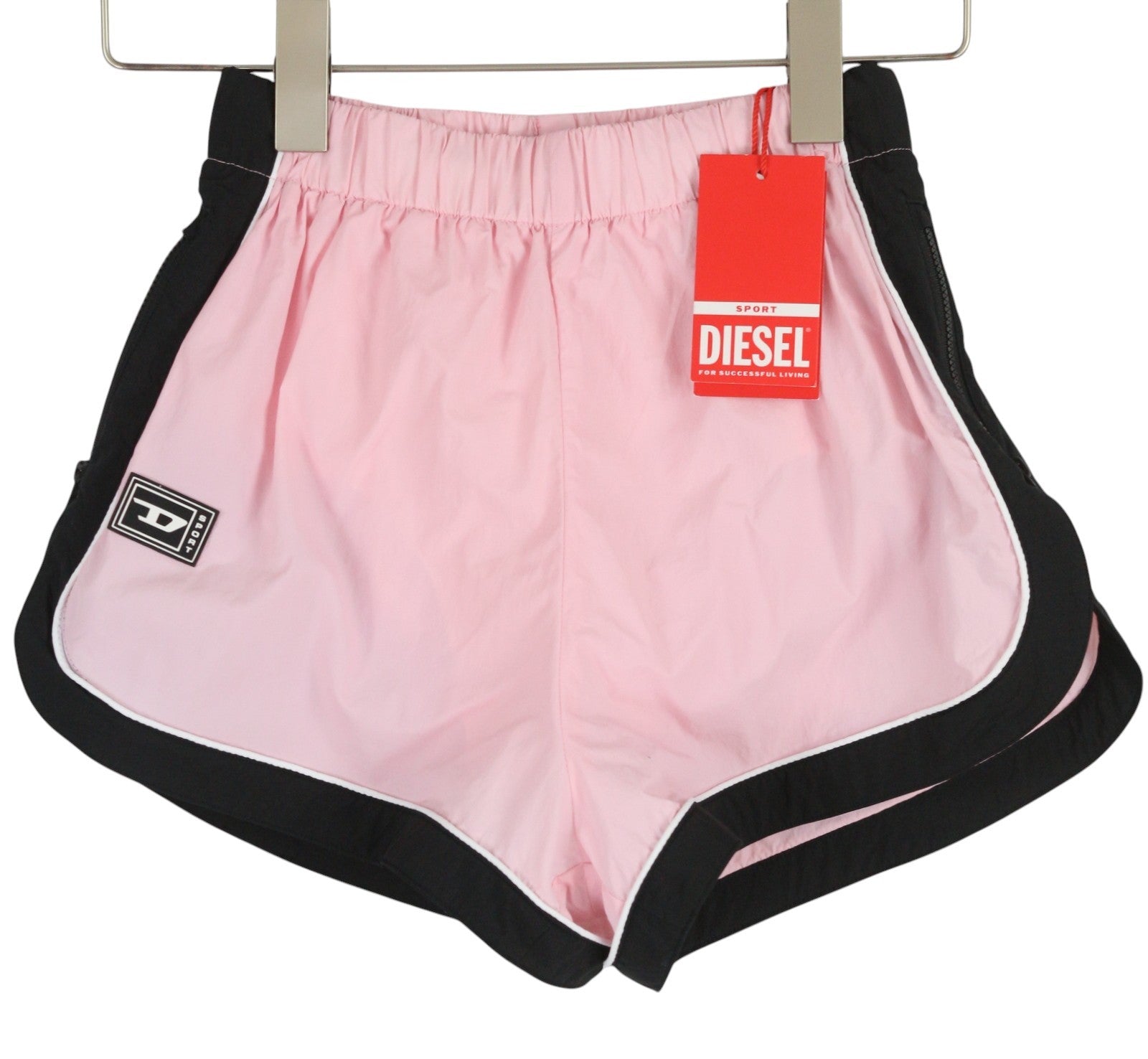 DIESEL Awwb-Eicy-Wt 12 Women's Shorts 2XS Pink Elastic Logo Sports Lined