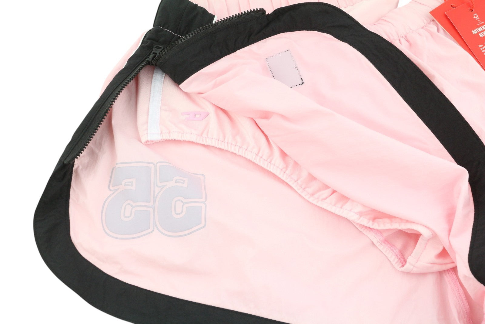 DIESEL Awwb-Eicy-Wt 12 Women's Shorts L Pink Elastic Logo Sports Lined Black