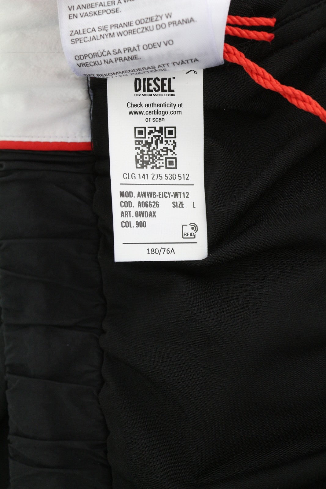 DIESEL Awwb-Eicy-Wt 12 Women's Shorts L Black Elastic Waist Logo Sports