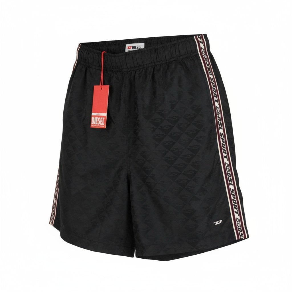DIESEL Amwb-Stouk-Ht08 Men's Shorts S 55DSL Jacquard Sport Elastic Black