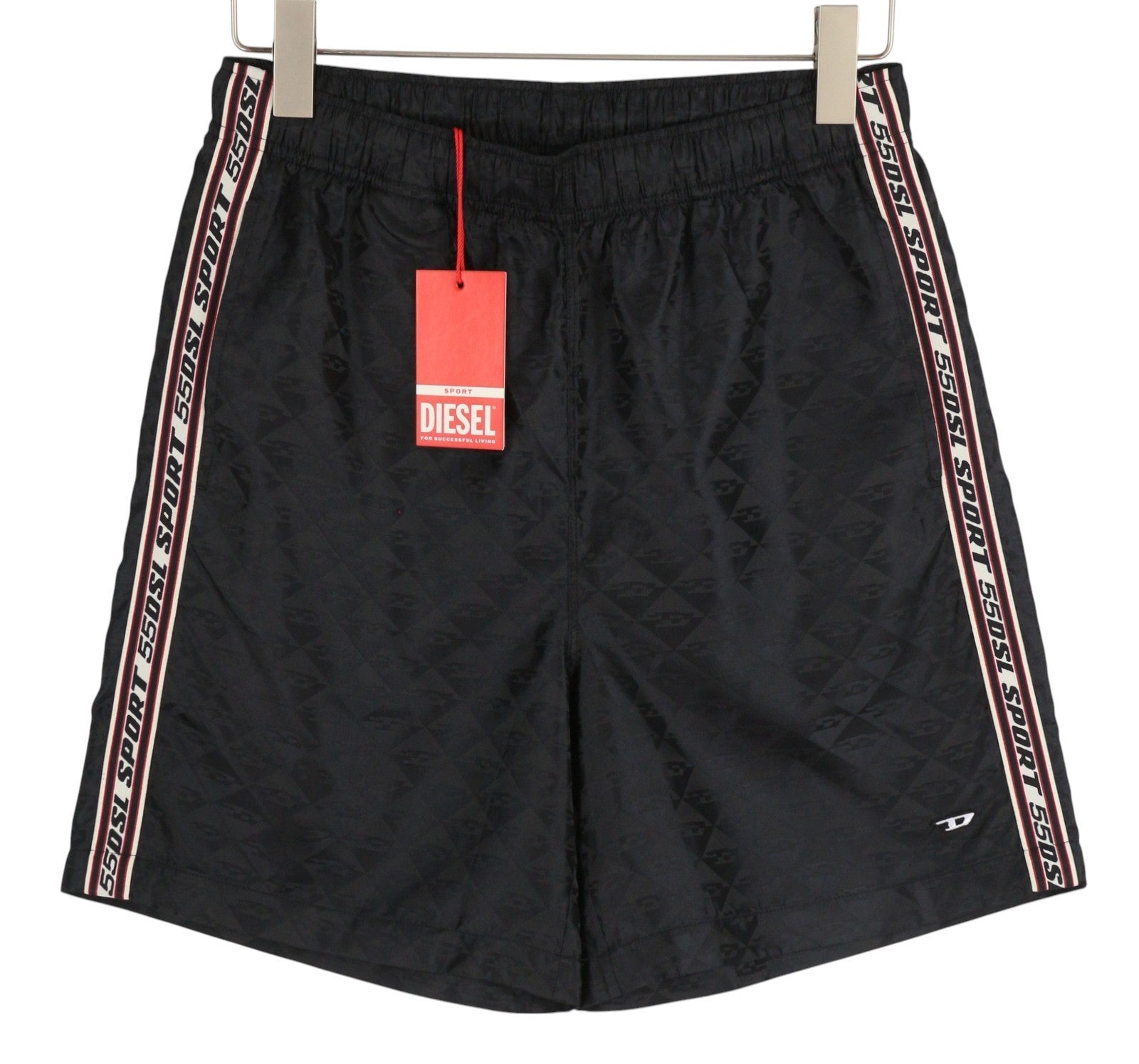 DIESEL Amwb-Stouk-Ht08 Men's Shorts S 55DSL Jacquard Sport Elastic Black
