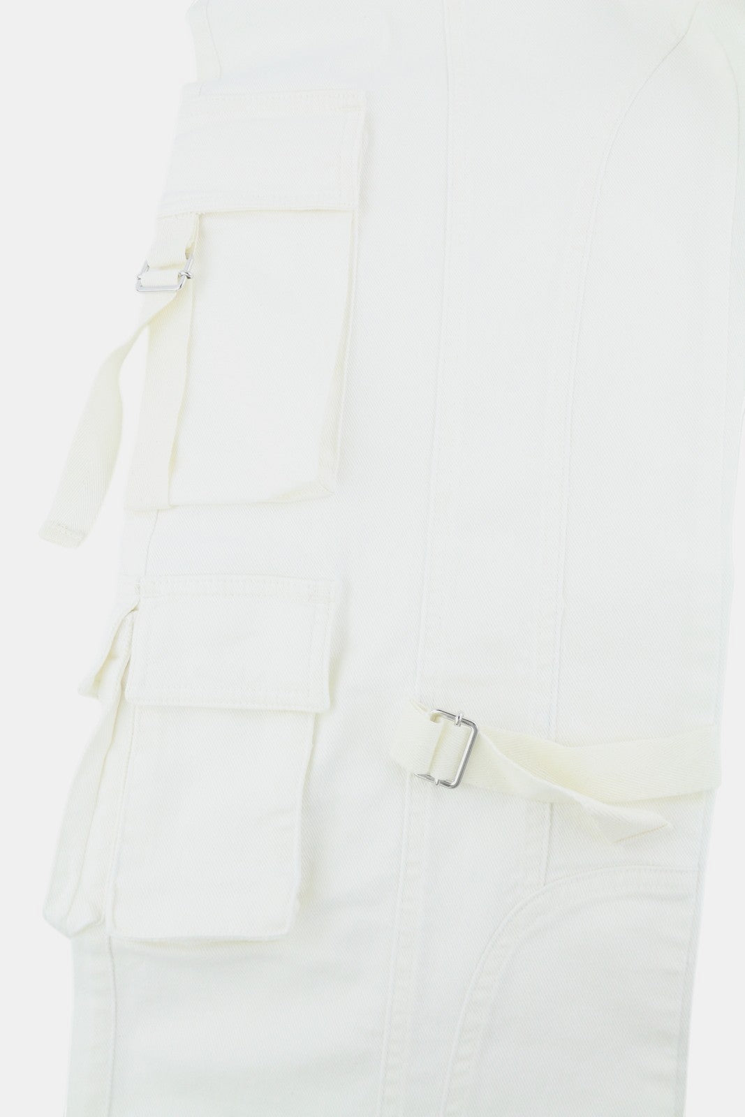 BLUMARINE J. Cargo moteriškos kelnės 42 baltos su užlopytomis kišenėmis, laisvo kirpimo diržas RRP427 