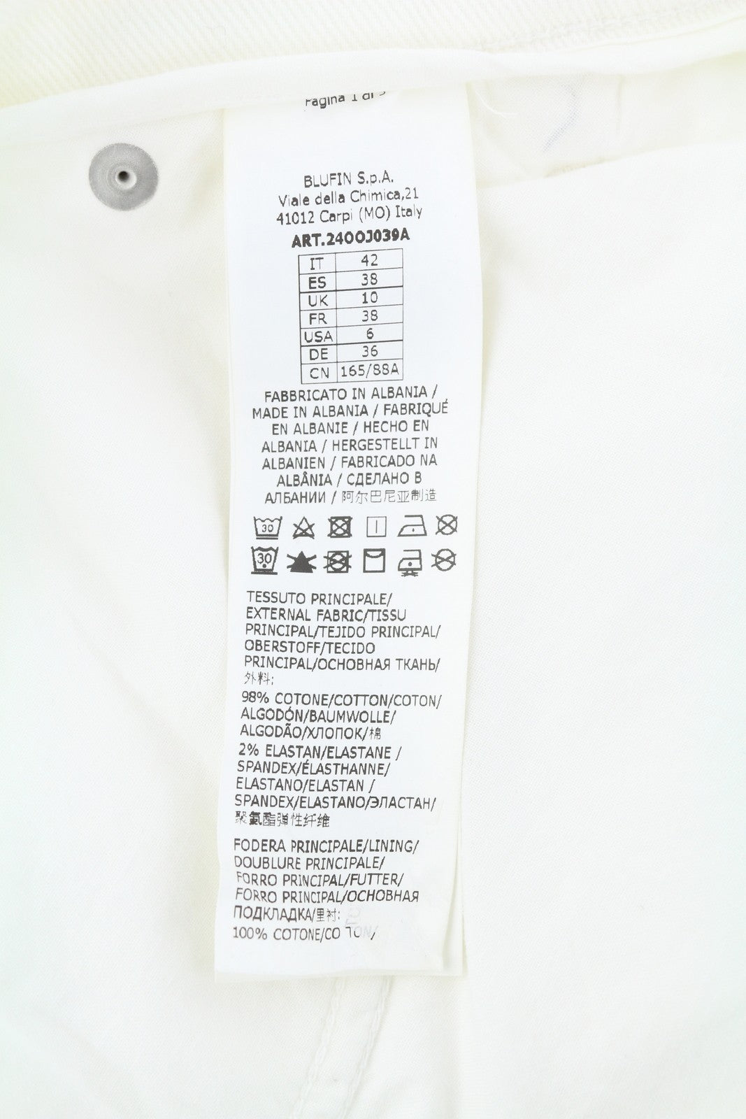 BLUMARINE J. Cargo moteriškos kelnės 42 baltos su užlopytomis kišenėmis, laisvo kirpimo diržas RRP427 