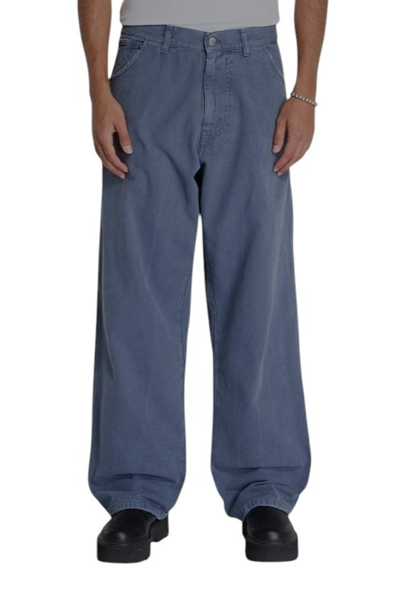 AMBUSH Worker vyriškos kelnės, tamsiai mėlynos, laisvos, įprasto kirpimo, su užtaisytomis kišenėmis, užtrauktuku RRP415 