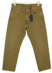 R13 Boyfriend moteriškos kelnės 26 alyvuogių spalvos, dažytos moleskino spalvos, trumpintos, išblukintos, FW25 