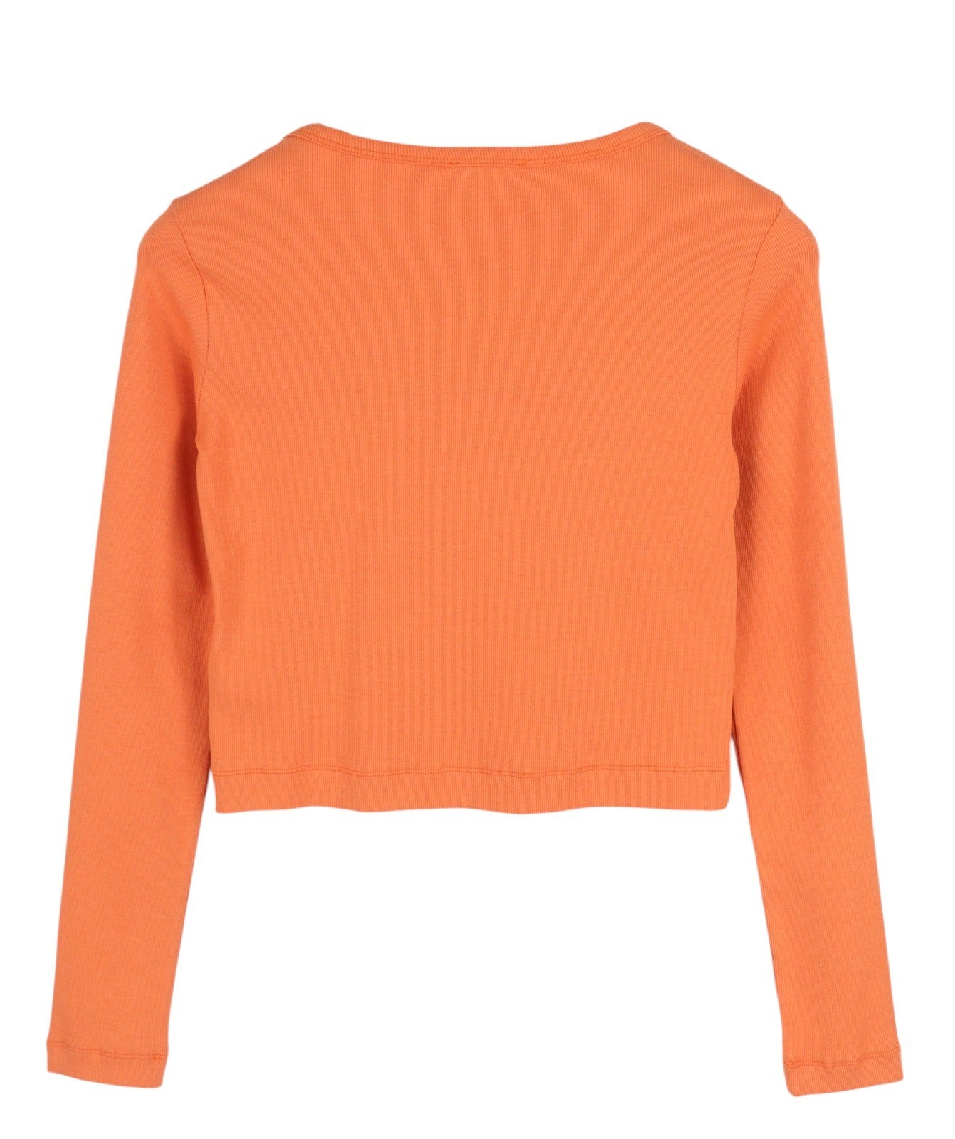 DIESEL T-Ballet-D Women's T-Shirt S Orange Ribbed Cropped Long Sleeve Round
