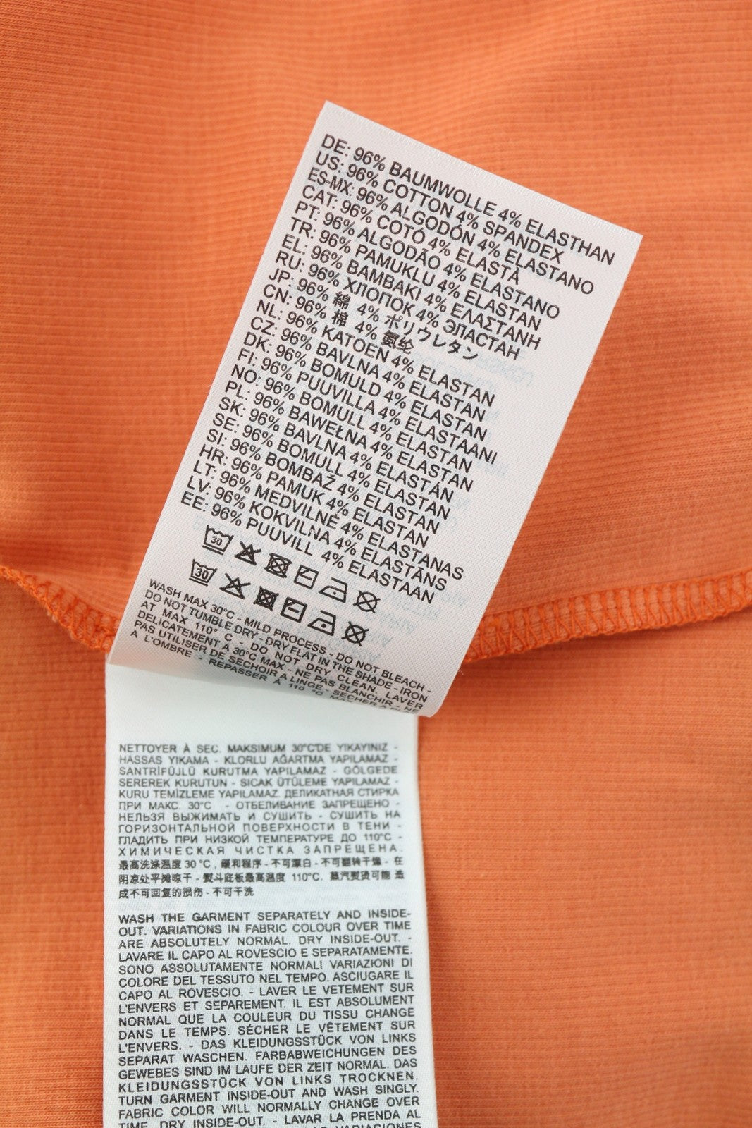 DIESEL T-Ballet-D Women's T-Shirt S Orange Ribbed Cropped Long Sleeve Round