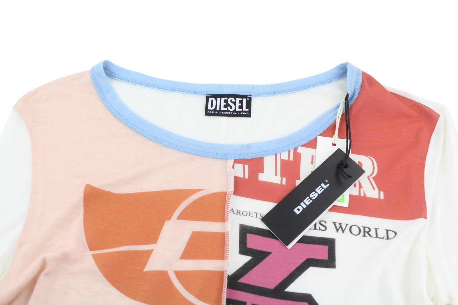 DIESEL T-Tessy-C1 Women's T-Shirt S Cashmere Blend Stretch Long Sleeve Crew