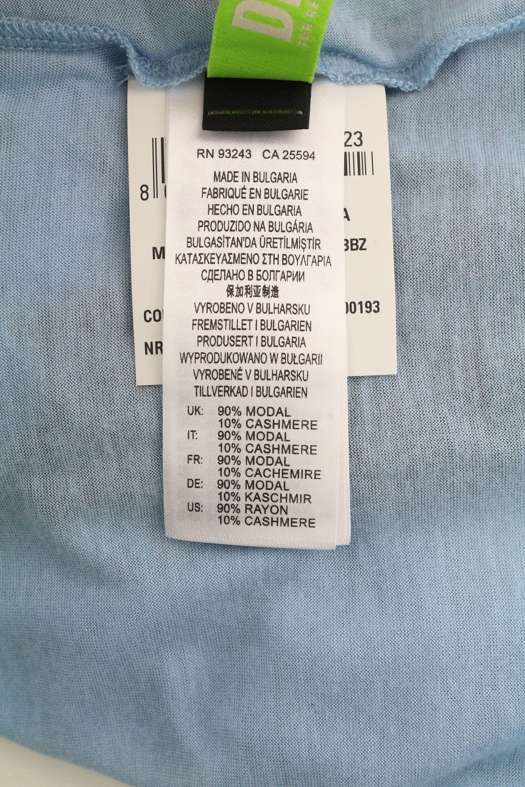 DIESEL T-Ina-Yoke Women's T-Shirt S Cashmere Mix Stretch Long Sleeve Crew Neck