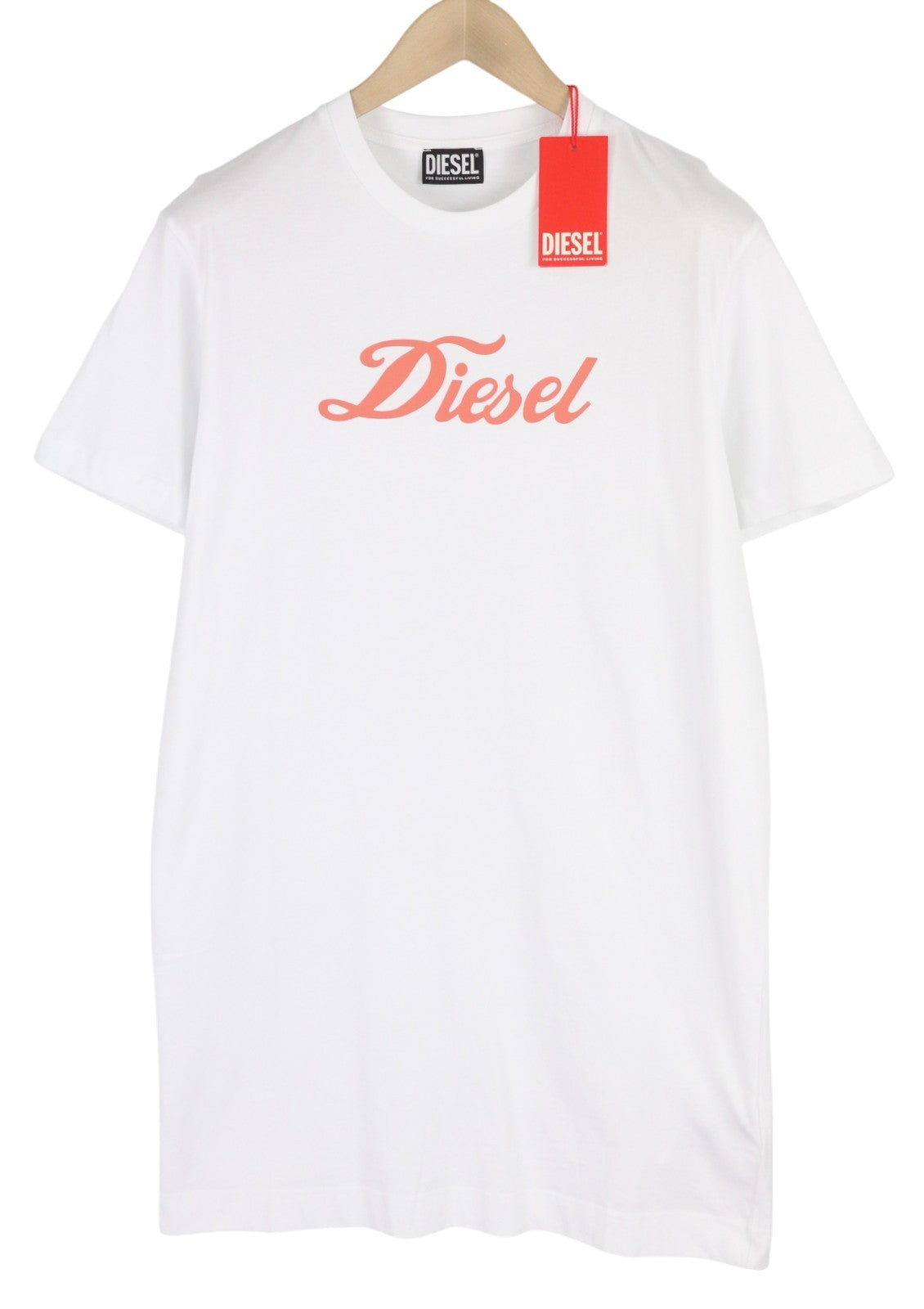 DIESEL D-Egor-New-Ita Women's Dress XL White Relaxed Tricot Short Sleeve