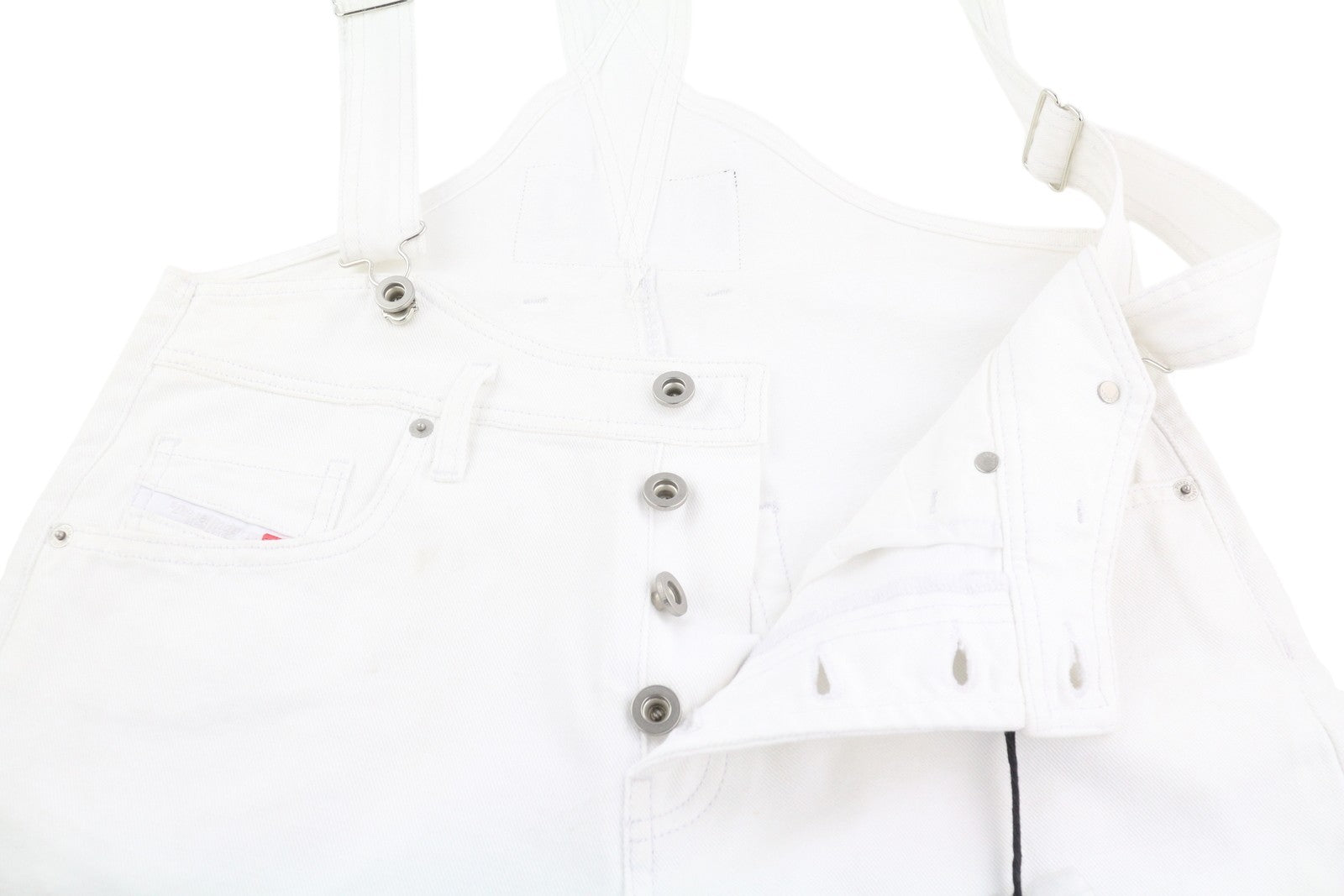 DIESEL De-Mury Women's Shorts S White Denim Look Buttoned Turn Up