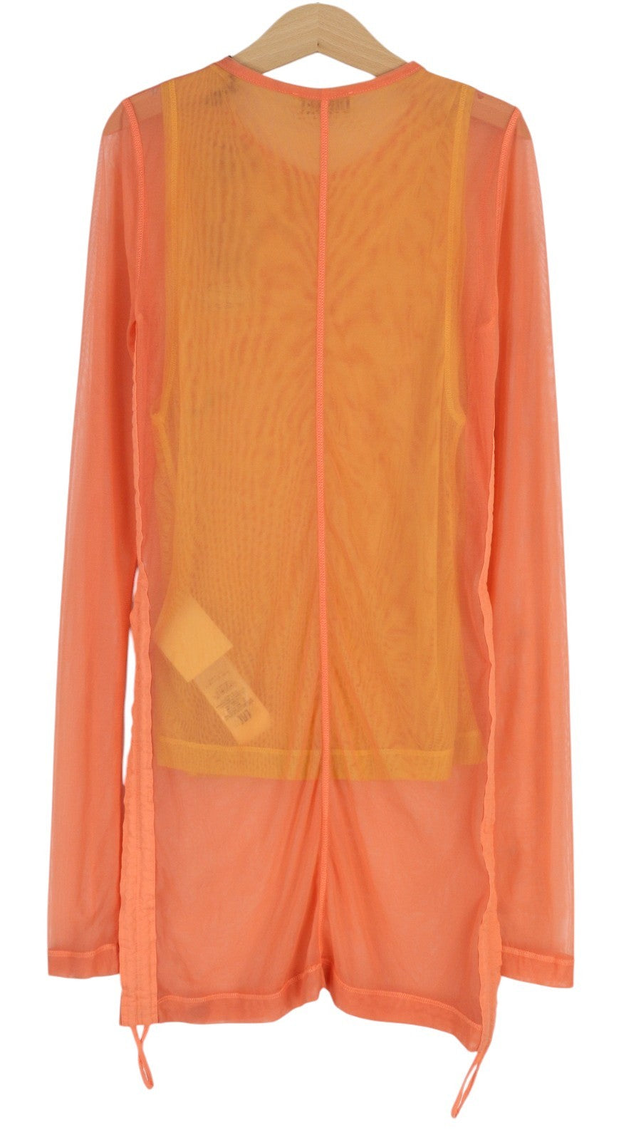 DIESEL T-Jurly Women's T-Shirt S Orange Mesh Long Sleeve Side Drawstring RRP220
