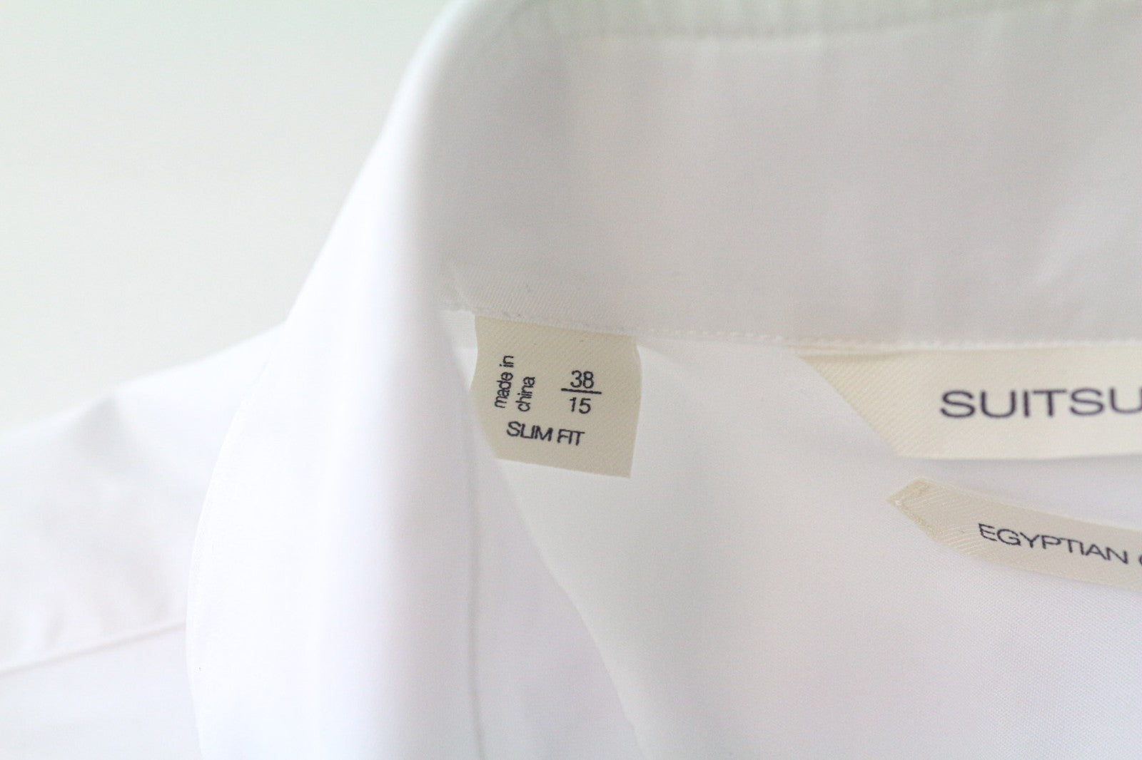 SUITSUPPLY vyriški marškinėliai, 38/15, ploni, su sagomis užsegami, balti, medvilniniai 