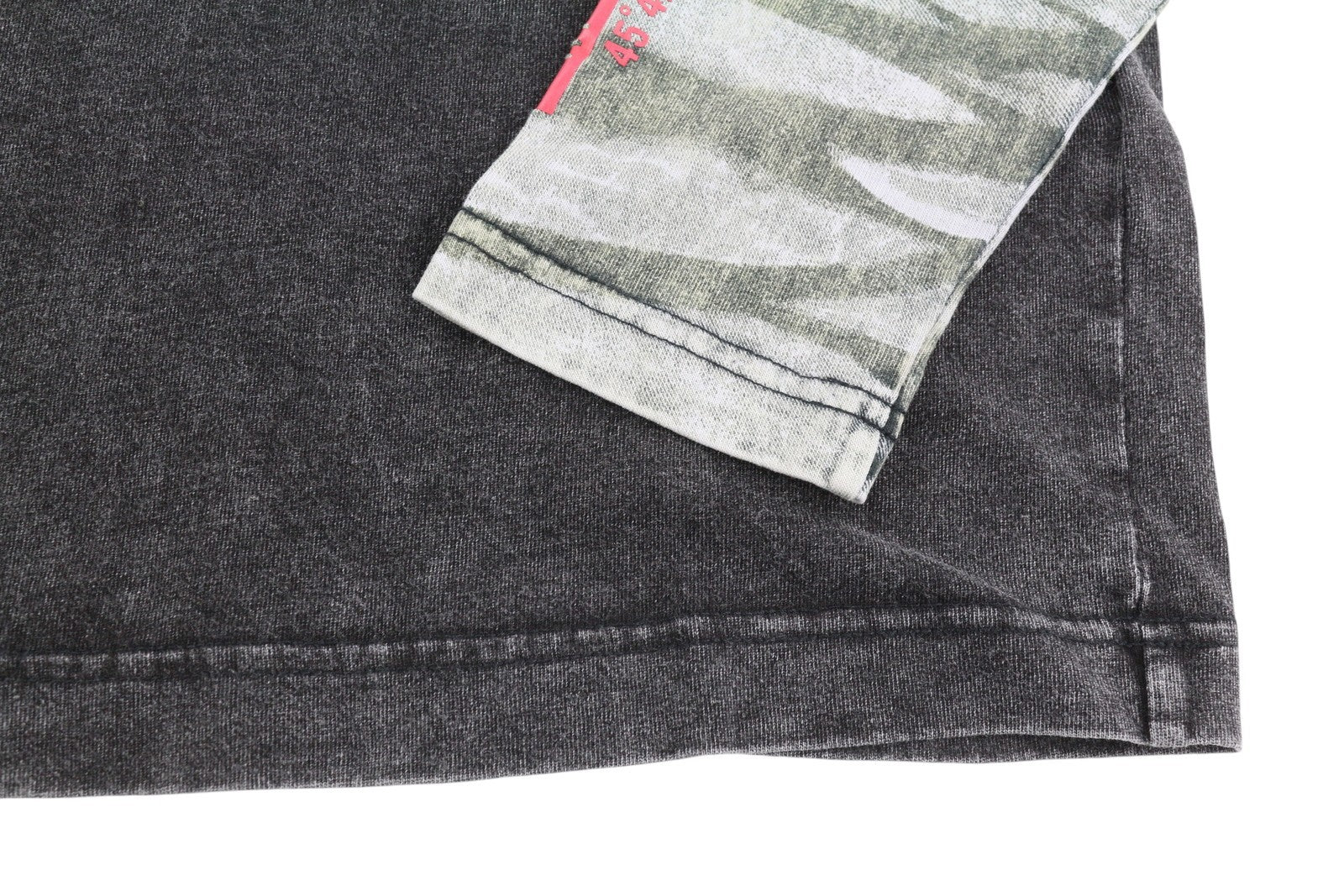 DIESEL T-Schul Men's T-Shirt S Washed Black Oversize Crew Long Sleeve RRP195