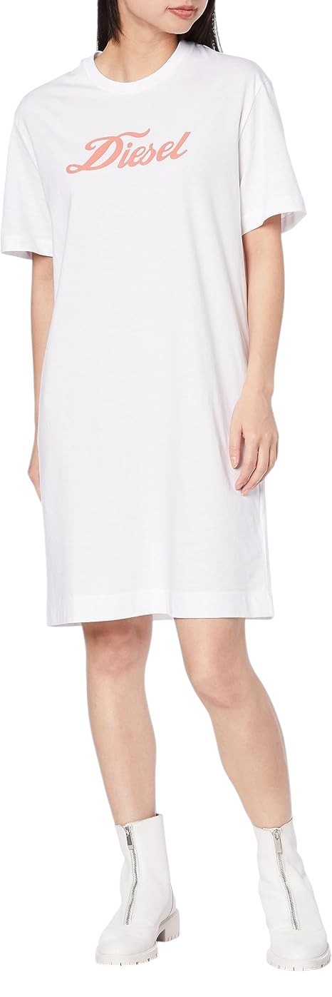 DIESEL D-Egor-New-Ita Women's Dress XS White Casual Tricot Short Sleeve