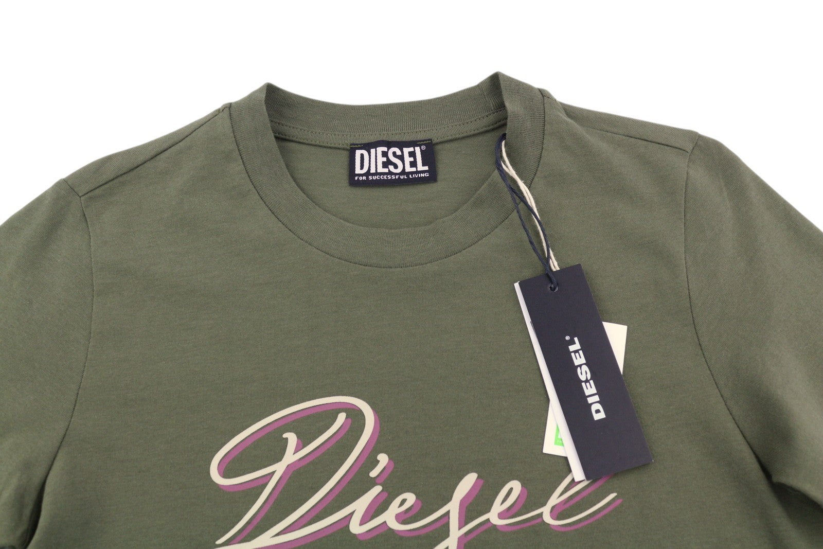 DIESEL T-Sily-K10 Women's T-Shirt 2XS Green Stretch Cotton Tricot