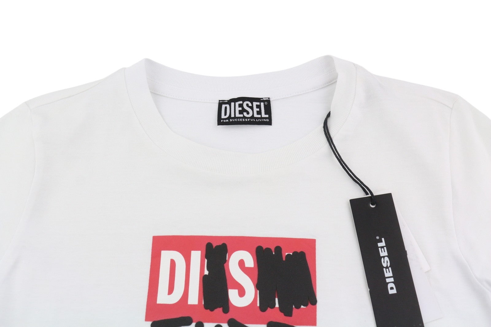 DIESEL T-Sily-B6 Women's T-Shirt XS White Stretch Cotton Tricot