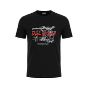 DIESEL T-Diegos-B82 L Men T-Shirt Black Tricot Stretchy Crew Neck Short Sleeve