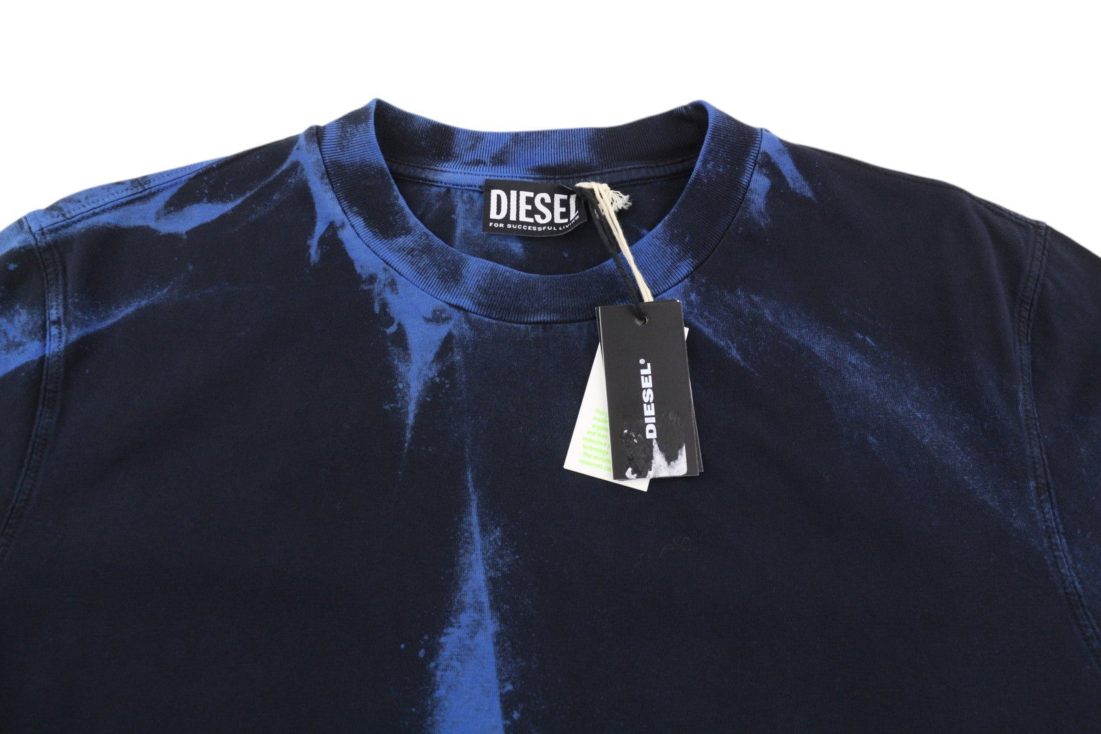 DIESEL T-Just-B84 S Men T-Shirt Black Tricot Stretch Crew Collar Short Sleeved