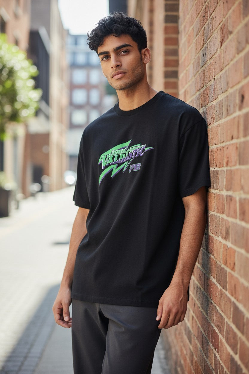 DIESEL T-Diegos-B13 L Men T-Shirt Black Tricot Stretchy Crew Neck Short Sleeve