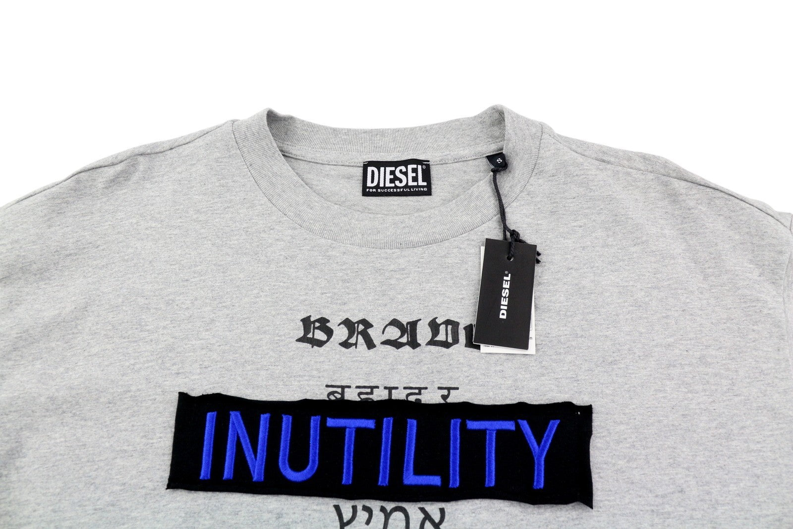 DIESEL T-Balm-B2 Men's T-Shirt S Grey Melange Oversized Pattern