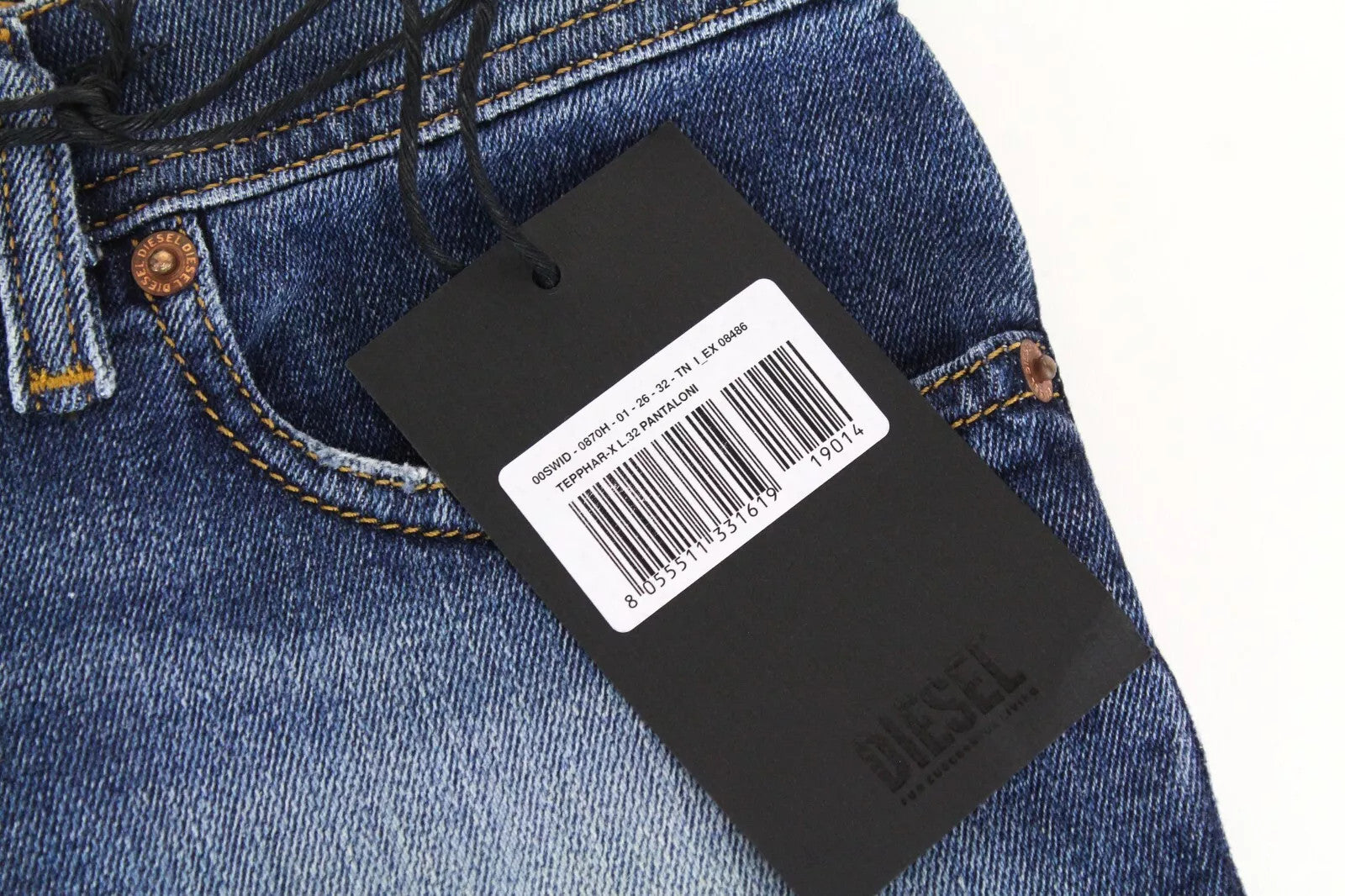 DIESEL Tepphar-X 0870H Men's Jeans W29/L32 Slim Carrot Blue Stretch Denim