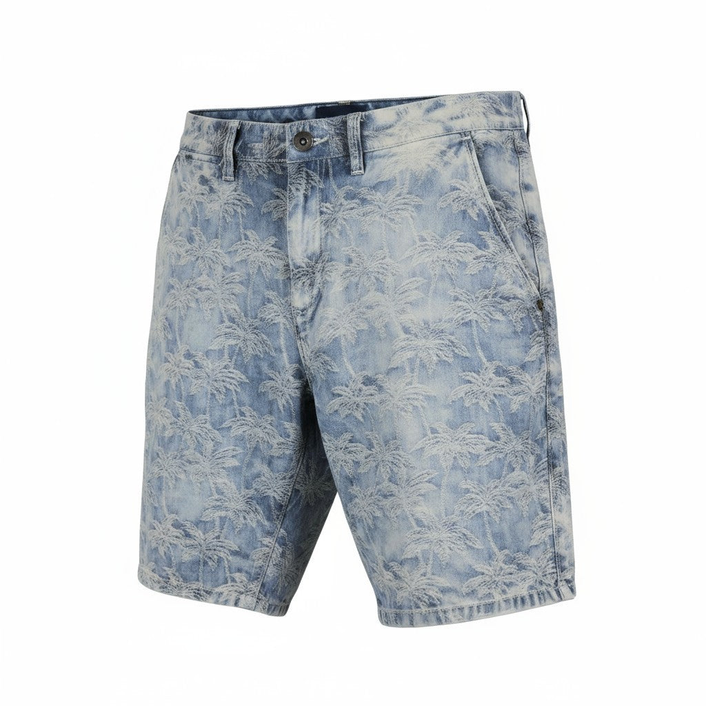 SCOTCH & SODA Men's Shorts W31 Blue Washed Chino Embroidered Logo Casual
