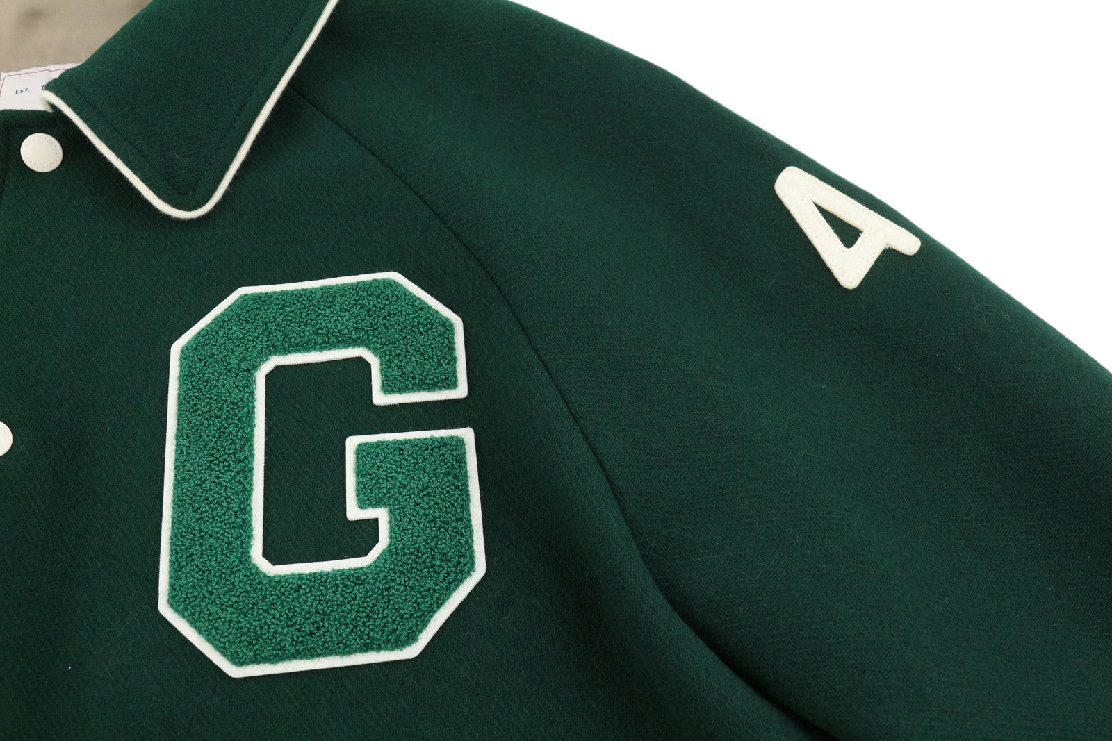 GANT Wool Varsity Men Jacket L Forest Green Snap Buttons Spread Bomber RRP475