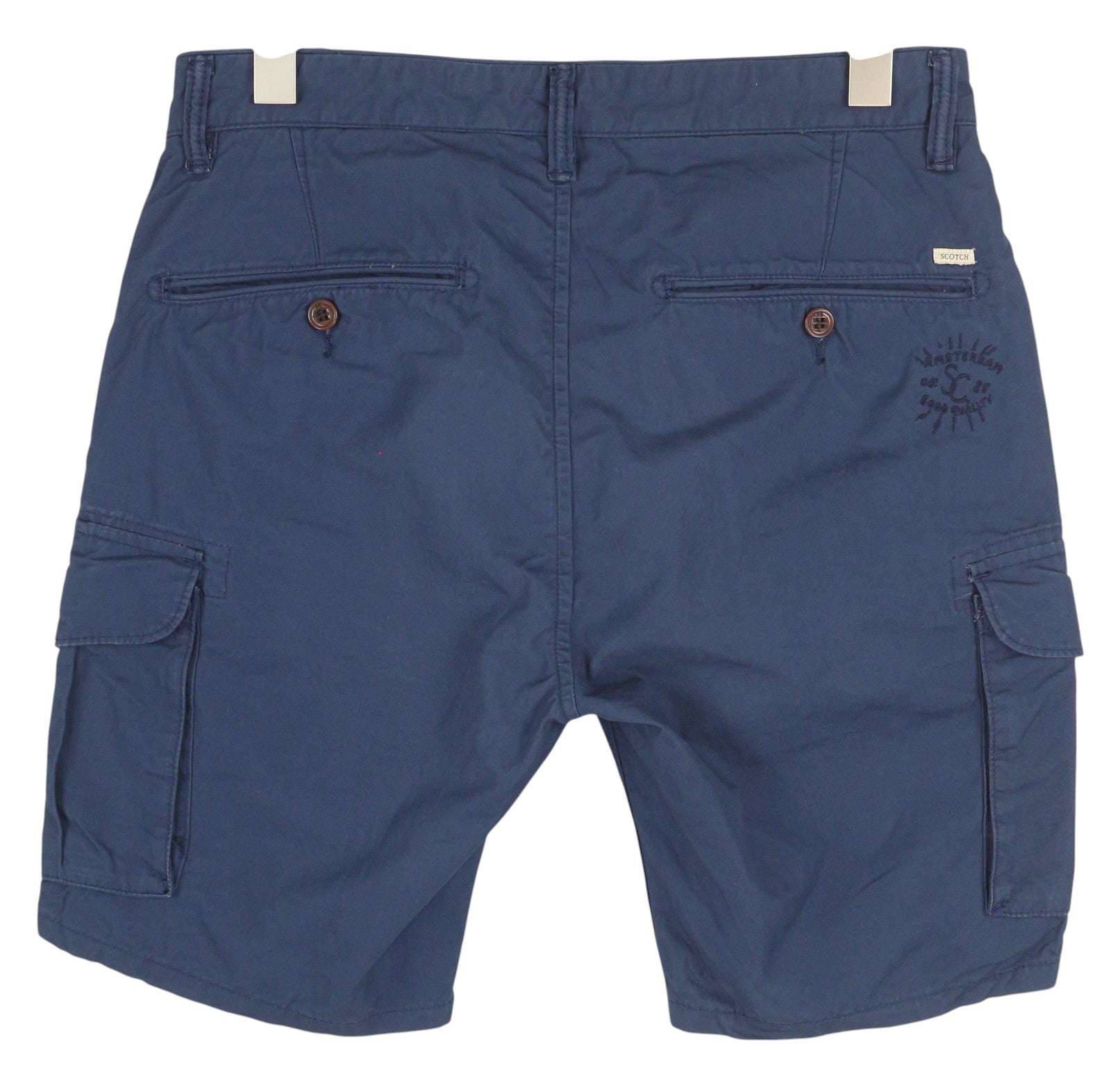 SCOTCH & SODA Men's W29 Blue Cargo Shorts Zip Fly Multi Pocket Logo Casual