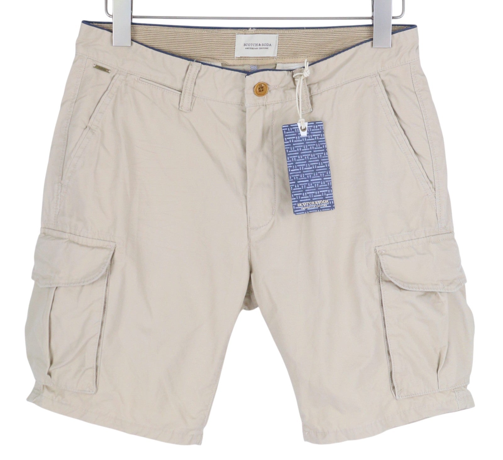 SCOTCH & SODA Men's W29 Beige Cargo Shorts Zipped Fly Logo Pocket Casual