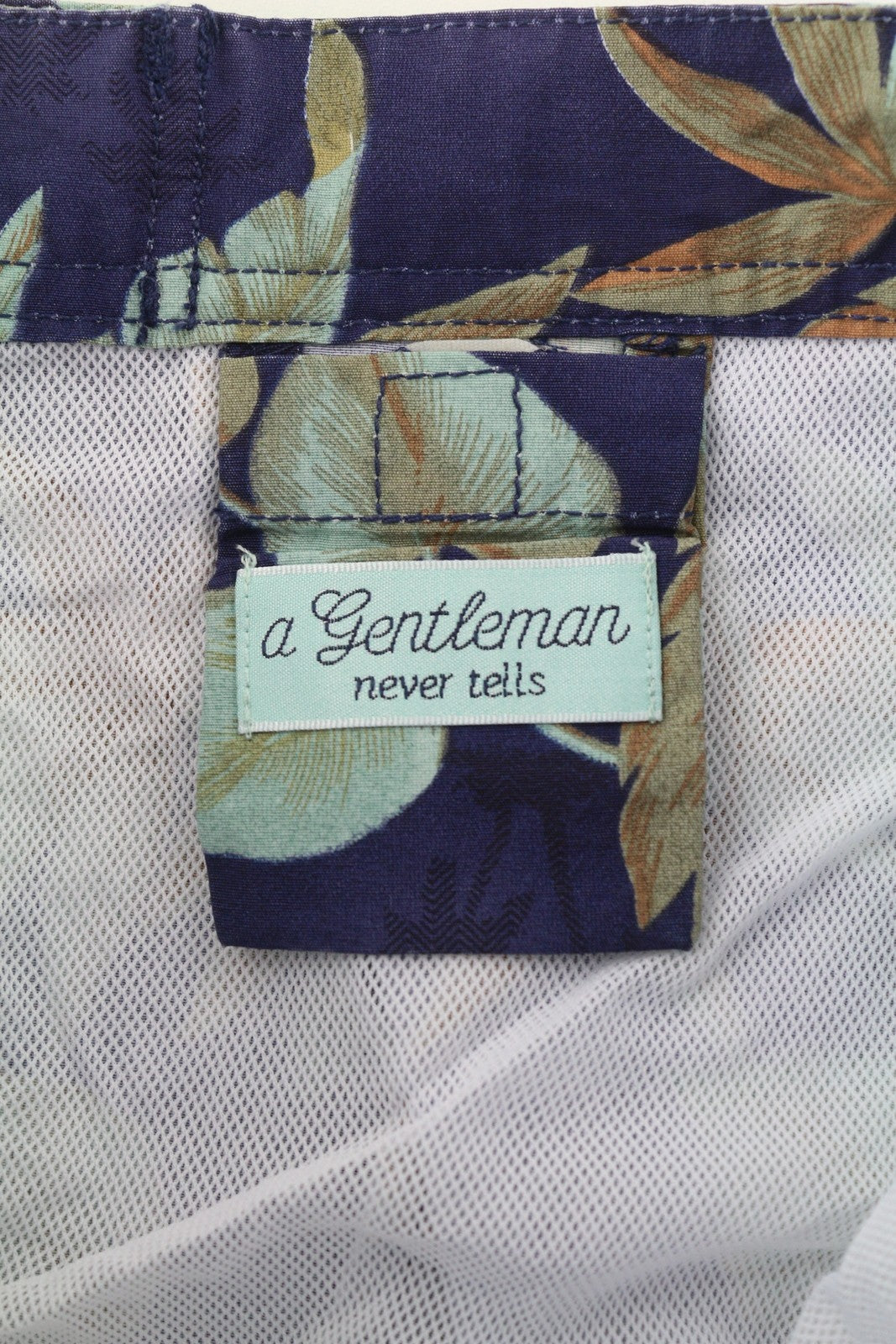 SCOTCH & SODA Men's Swimwear S Blue Leaf Pattern Mesh Inner Drawstring Waist