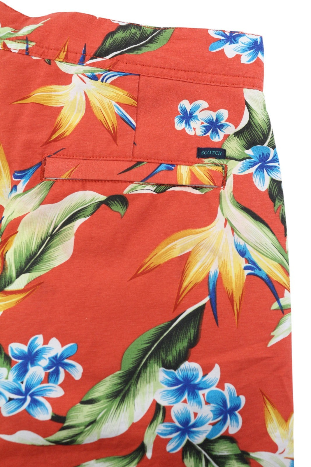 SCOTCH & SODA Men's Swimwear S Red Floral Pattern Mesh Inner Waist Tie