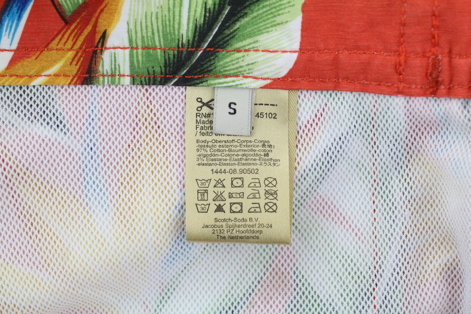 SCOTCH & SODA Men's Swimwear S Red Floral Pattern Mesh Inner Waist Tie