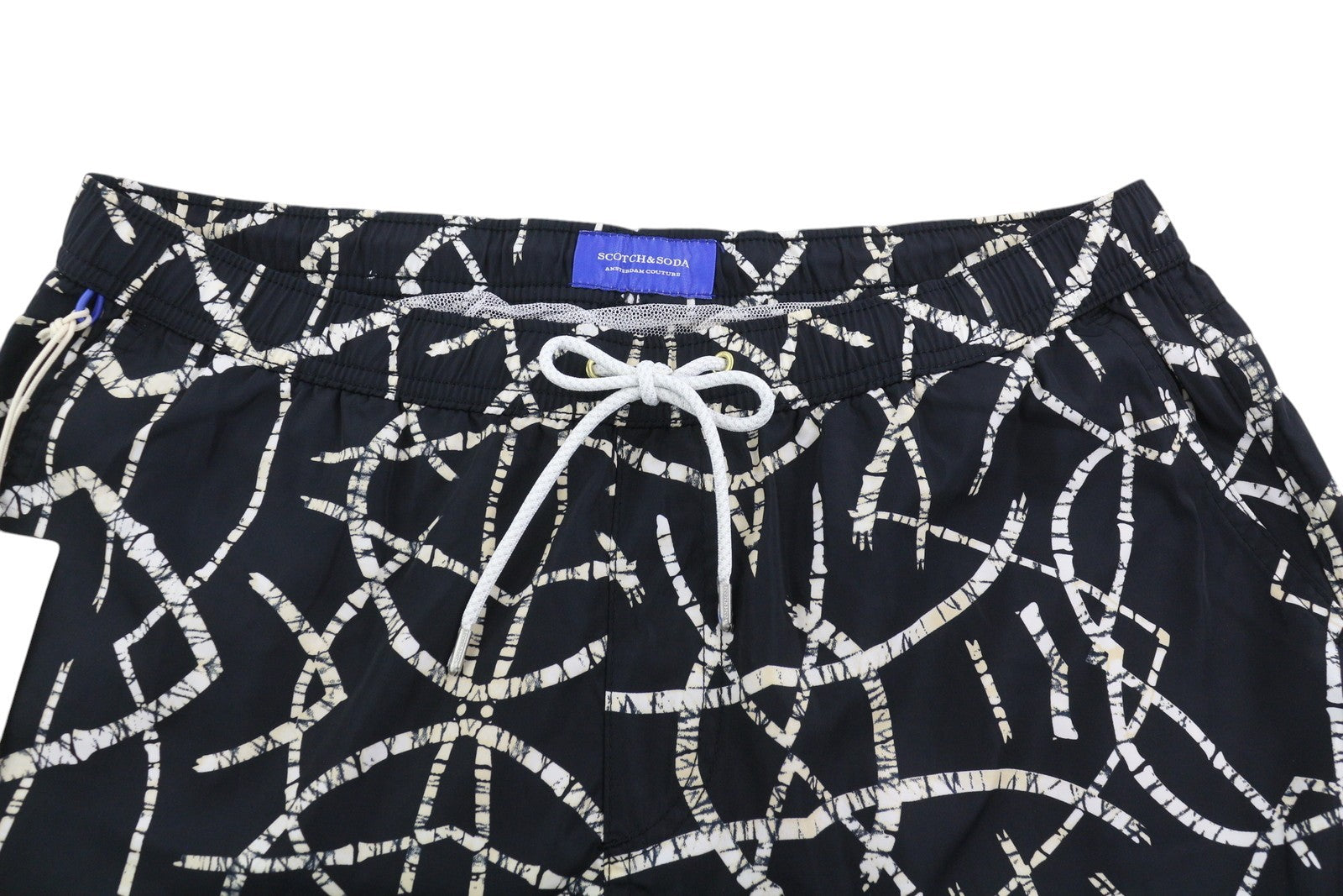 SCOTCH & SODA Men's Swimwear M Black Pattern Mesh Inner Drawstring Logo
