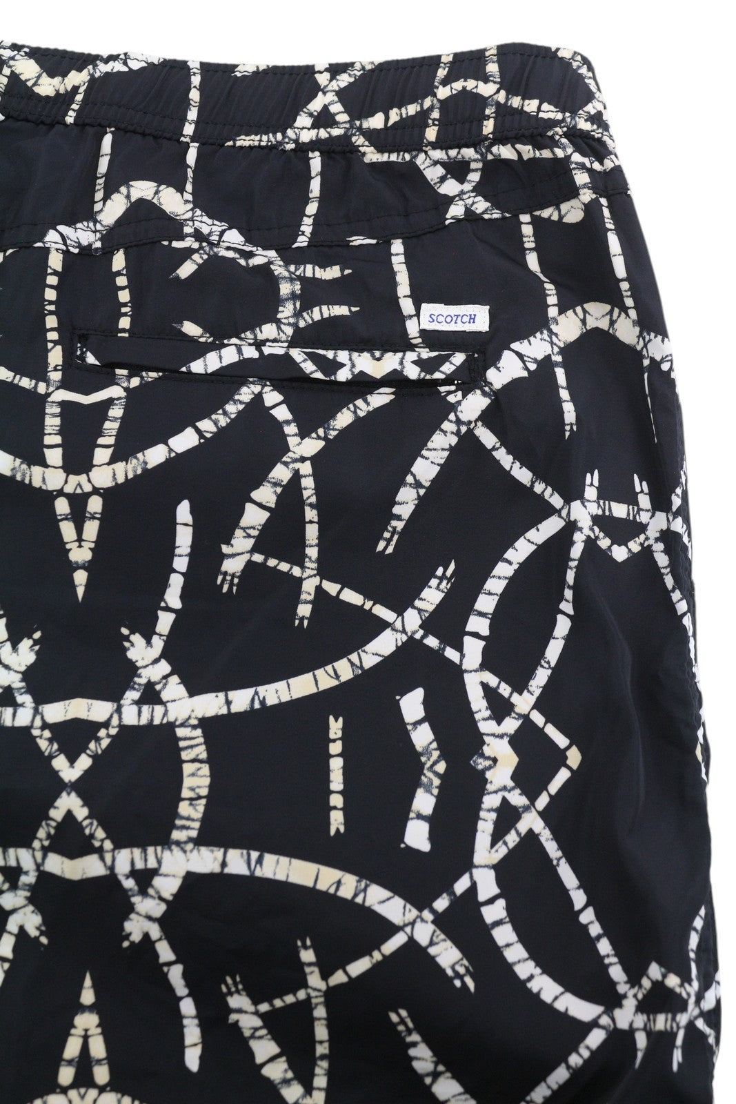 SCOTCH & SODA Men's Swimwear M Black Pattern Mesh Inner Drawstring Logo