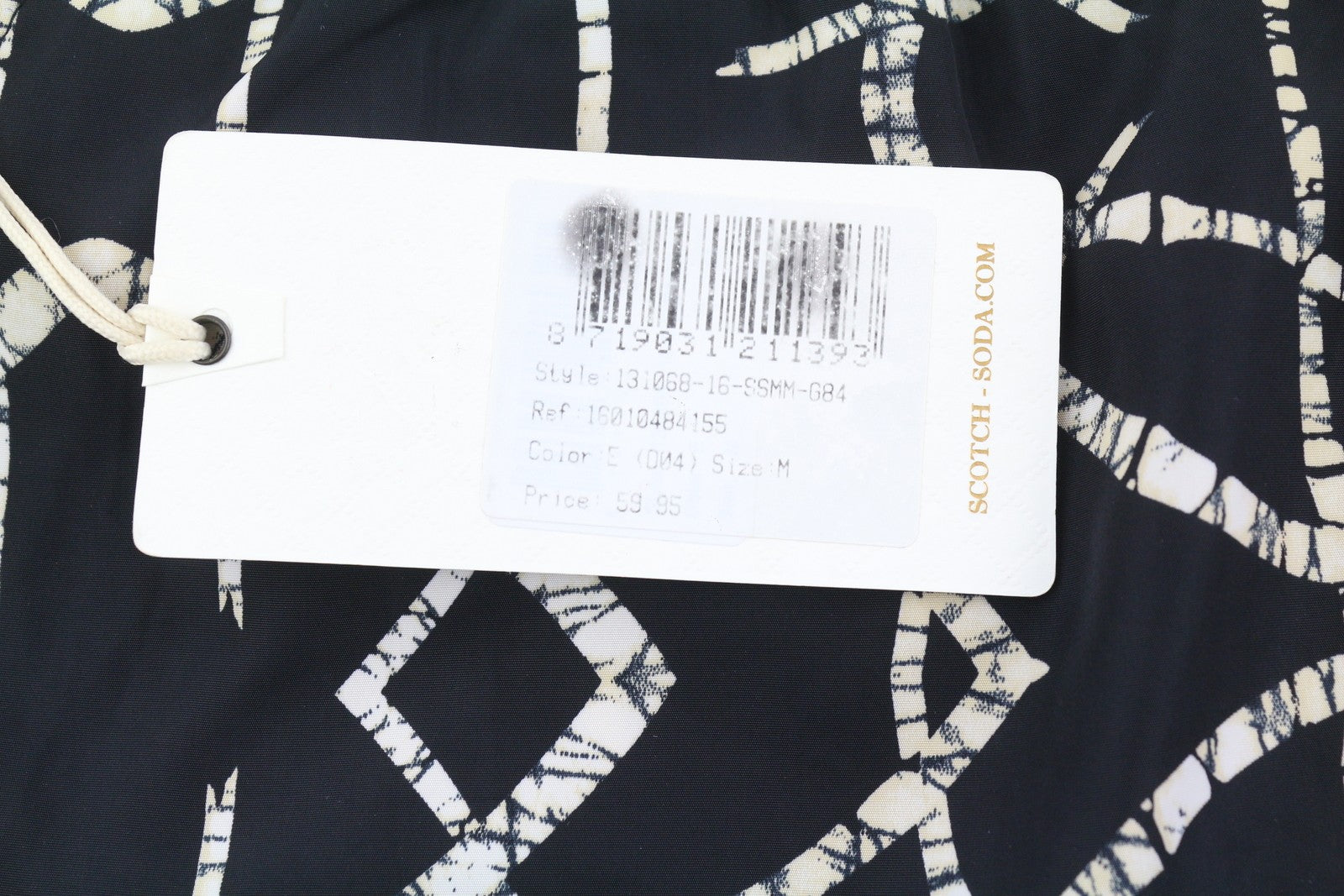 SCOTCH & SODA Men's Swimwear M Black Pattern Mesh Inner Drawstring Logo