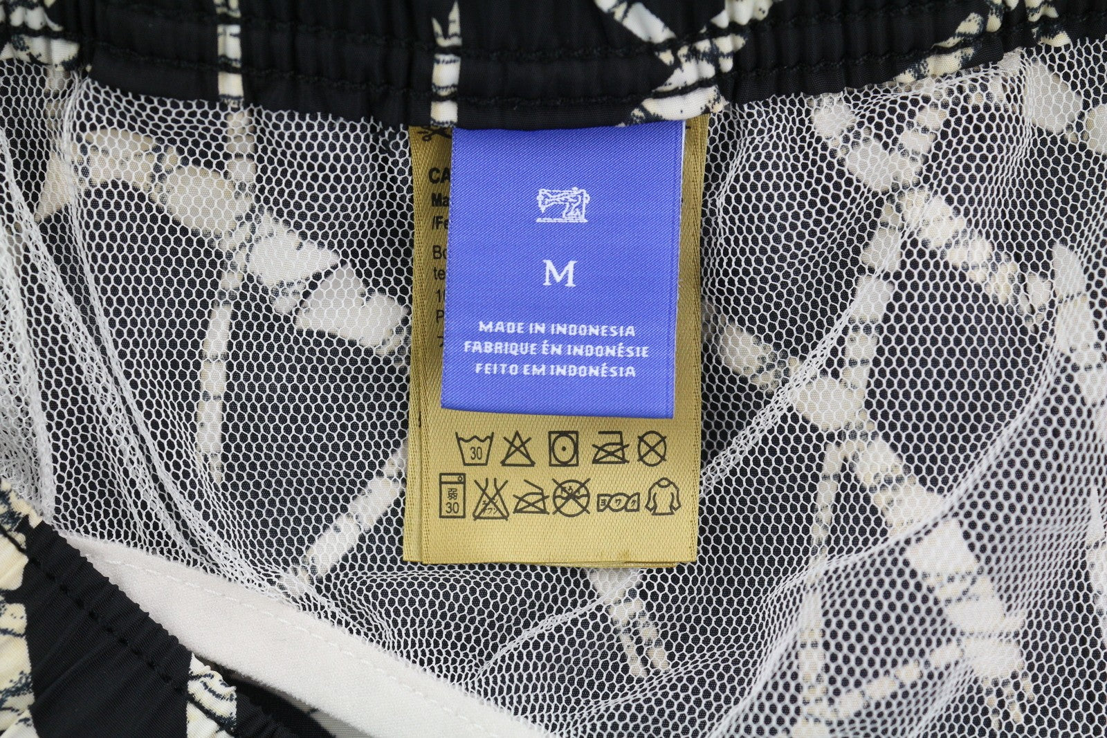 SCOTCH & SODA Men's Swimwear M Black Pattern Mesh Inner Drawstring Logo