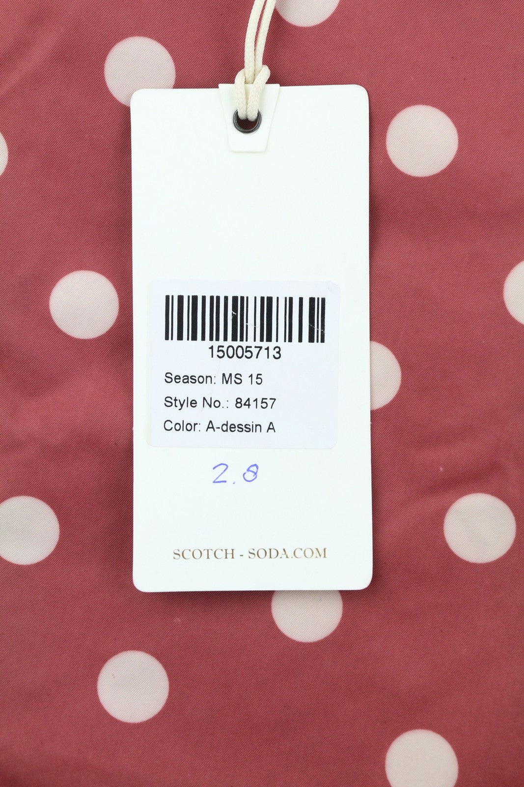 SCOTCH & SODA Men's Swimwear W32 Dark Red Polka Dot Zip Fly Logo Pockets