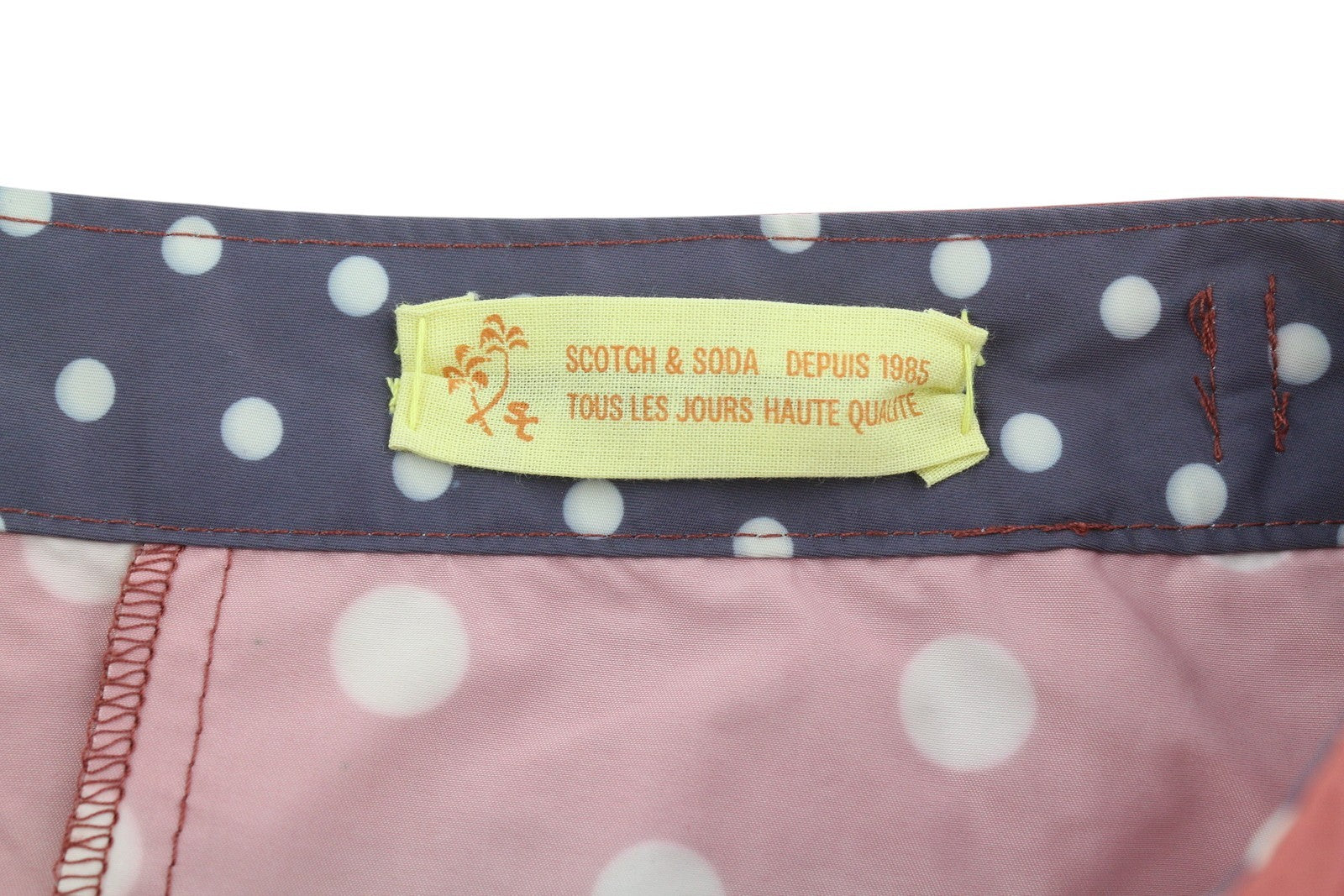 SCOTCH & SODA Men's Swimwear W32 Dark Red Polka Dot Zip Fly Logo Pockets