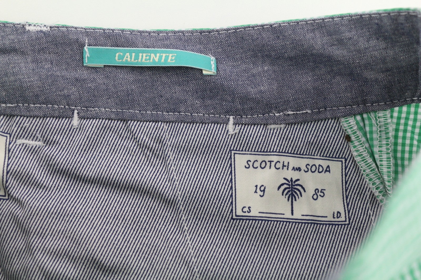 SCOTCH & SODA Men's Swimwear W30 Green Pattern Turn-Up Zip Fly Beach Shorts
