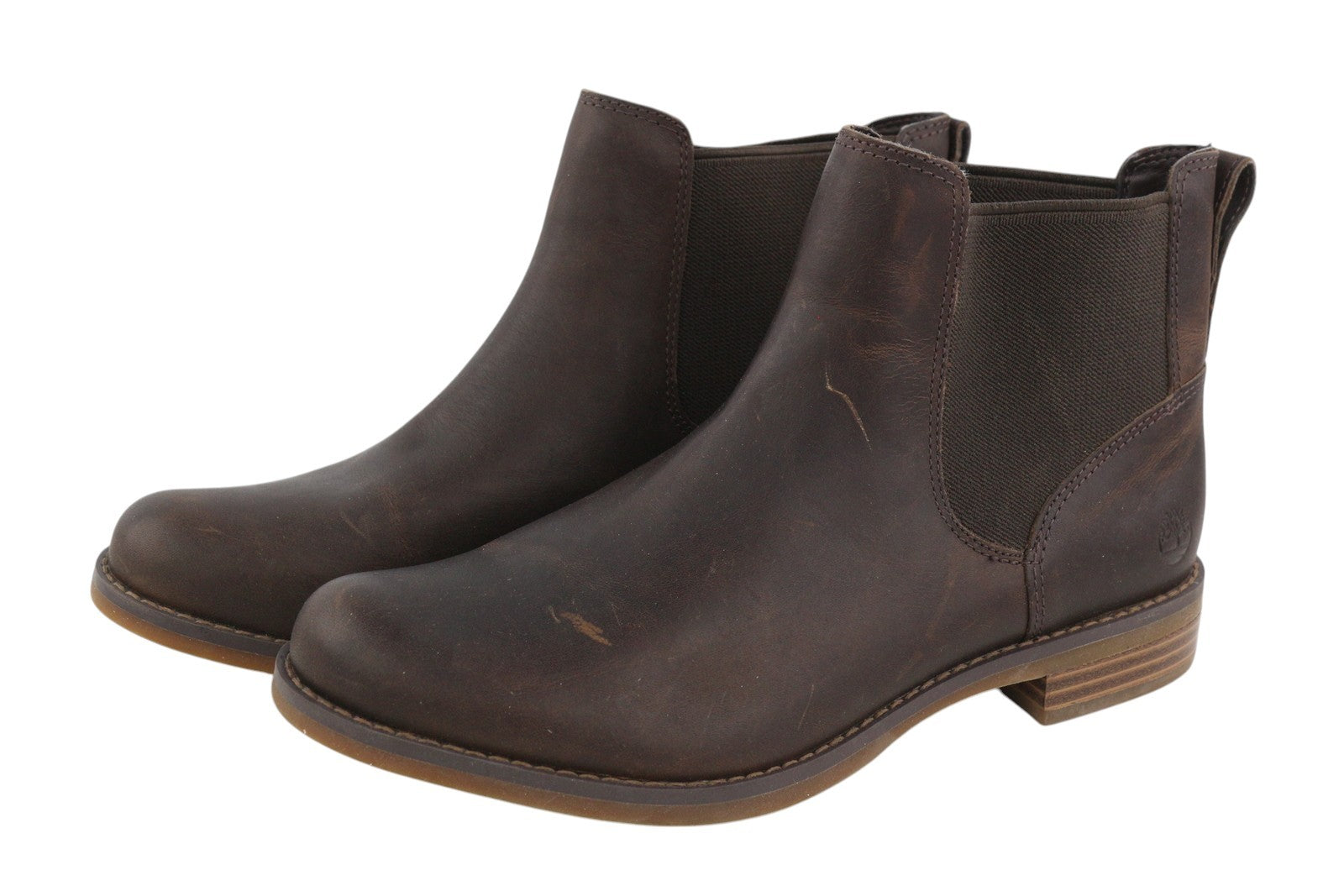 TIMBERLAND A1KHW Women EU38/38.5 Dark Brown Leather Ankle Boots Almond Toe