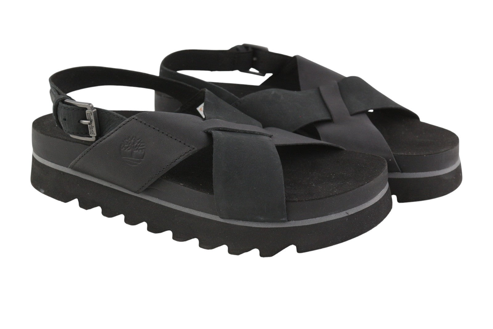 TIMBERLAND A23FE Women's EU39 Black Leather Platform Sole Buckle Sandals