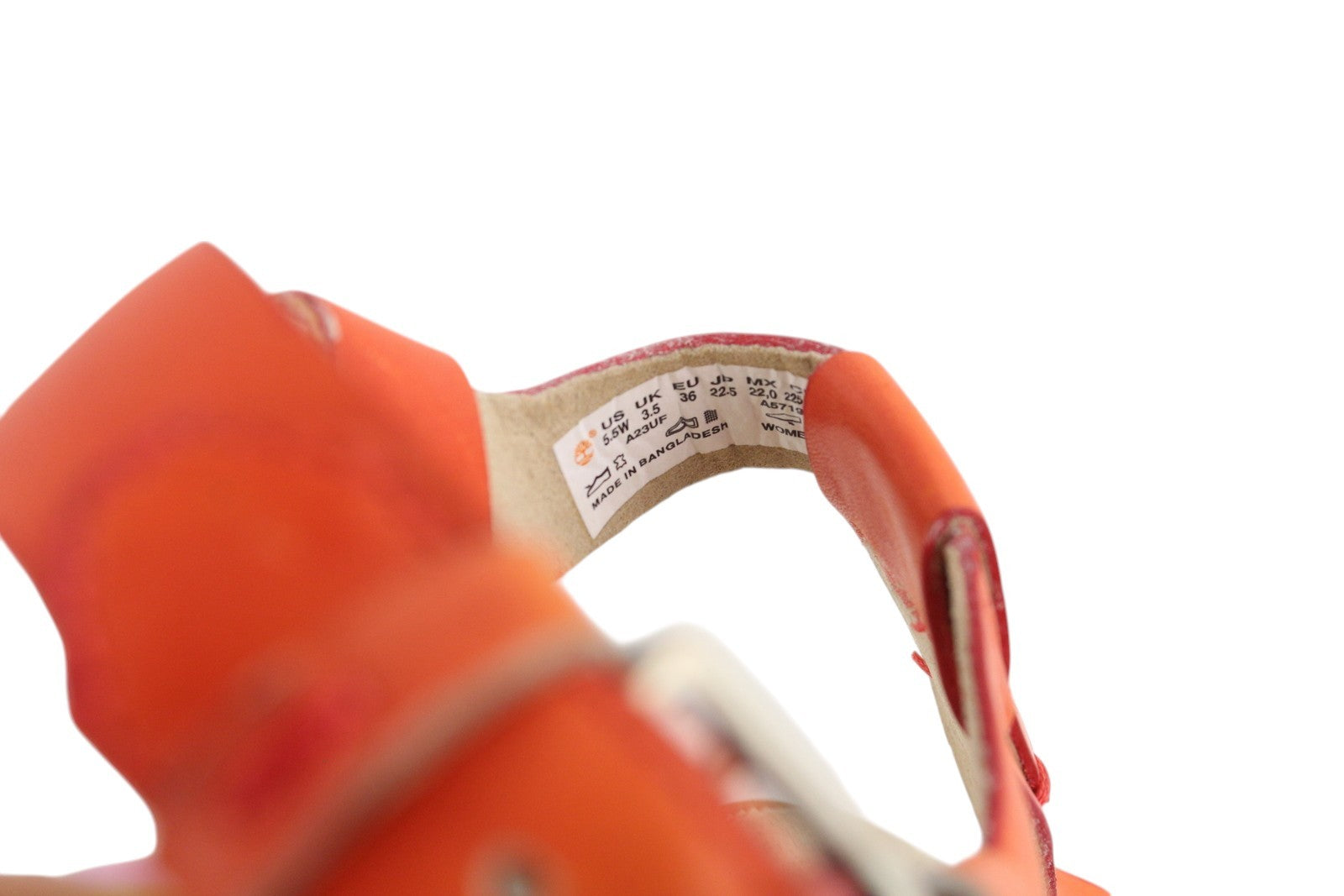 TIMBERLAND A23UF Women's EU36 Orange Leather Open Toe Buckle Flat Sandals