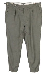 SUITSUPPLY Vigo ZC Men's Trousers UK44R Grey Melange Wool Pleated Slim Zip