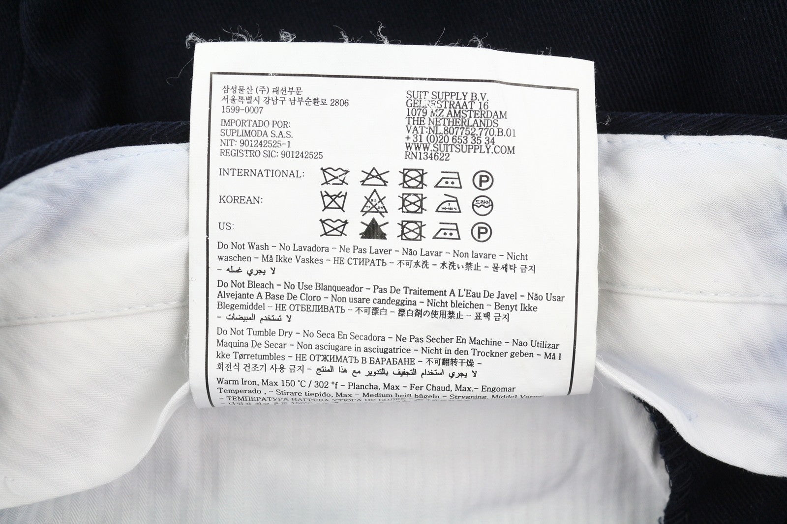 SUITSUPPLY Soho Men's Trousers UK32R Dark Blue Chino Tapered Zip Casual